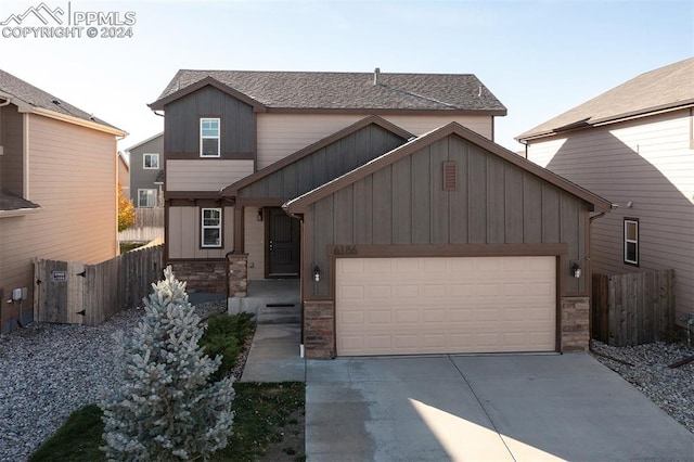 view of front of house with a garage