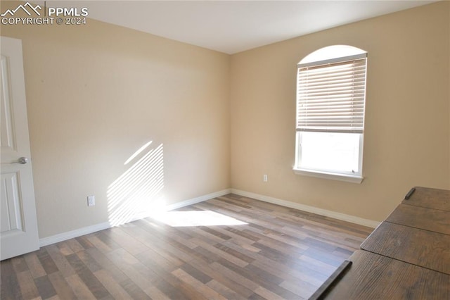 empty room with hardwood / wood-style flooring