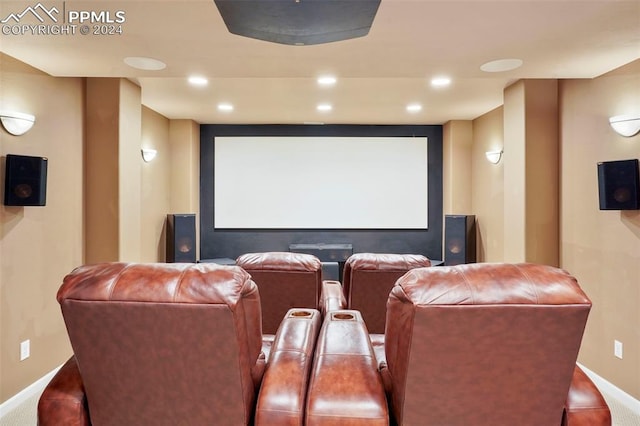 cinema featuring baseboards and recessed lighting