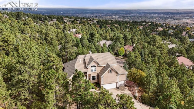 aerial view with a forest view