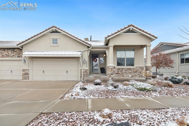 view of front of house with a garage