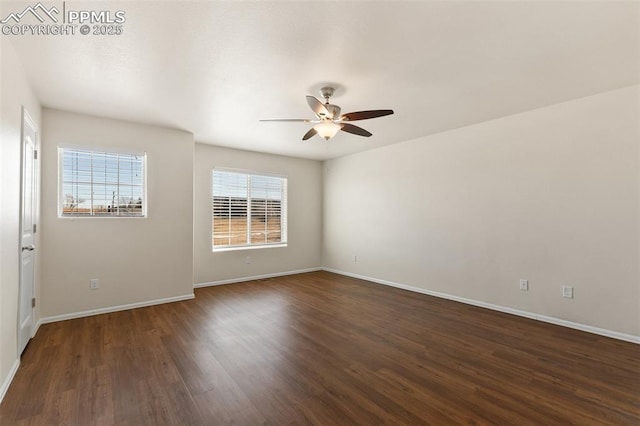 2616 Gilpin Ave, Colorado Springs, CO 80910 - unfurnished room with a ceiling fan, dark wood-type flooring, and baseboards