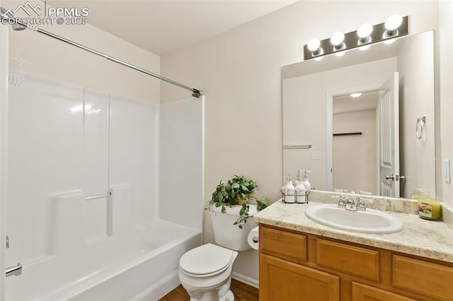 2616 Gilpin Ave, Colorado Springs, CO 80910 - full bathroom featuring toilet, vanity, and shower / bath combination