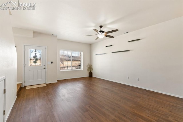 2616 Gilpin Ave, Colorado Springs, CO 80910 - entrance foyer with a ceiling fan, dark wood-style flooring, and baseboards