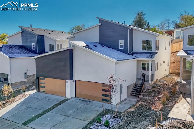 exterior space with a garage