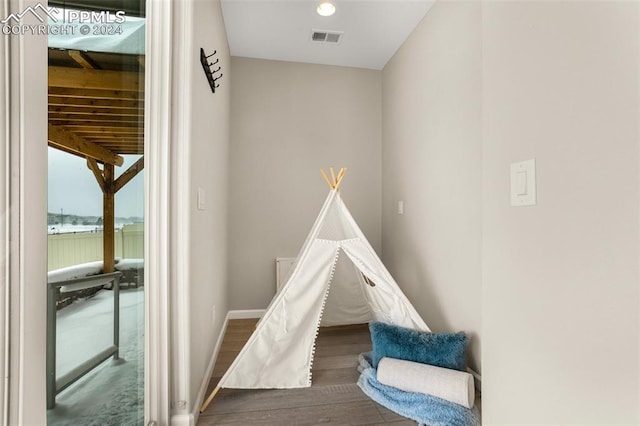 playroom featuring hardwood / wood-style floors