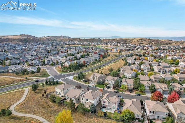 aerial view with a mountain view