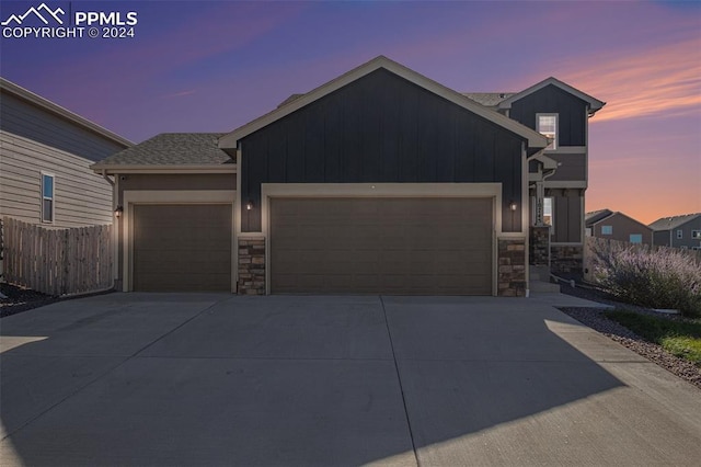 view of front of home with a garage