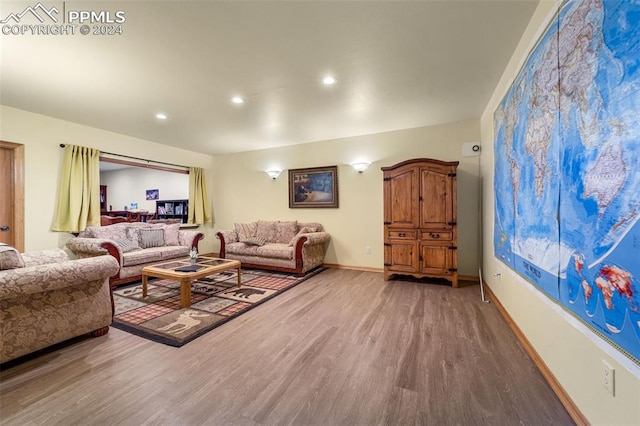 living room with wood-type flooring