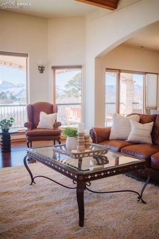 living room with hardwood / wood-style flooring