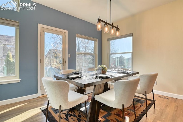 dining room with light hardwood / wood-style flooring