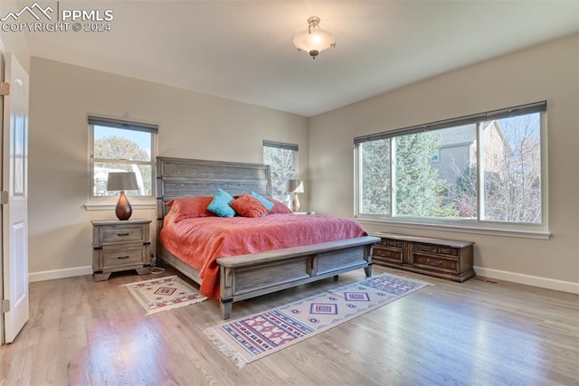 bedroom featuring light wood-type flooring