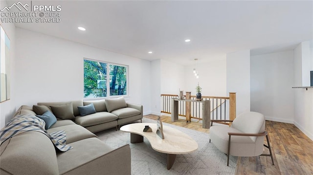 living room featuring light hardwood / wood-style flooring