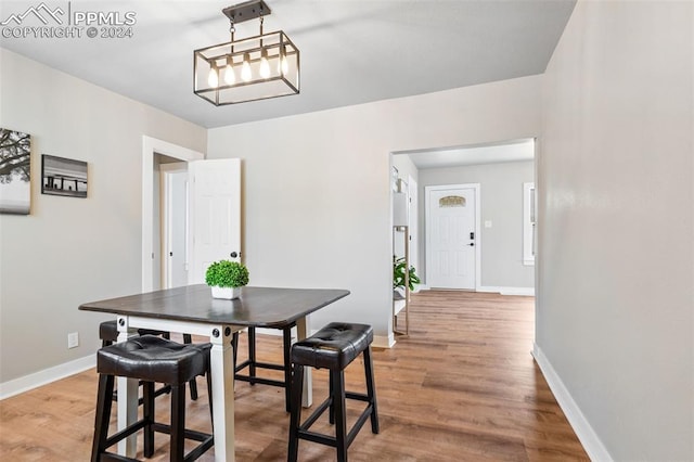 dining area with wood-type flooring