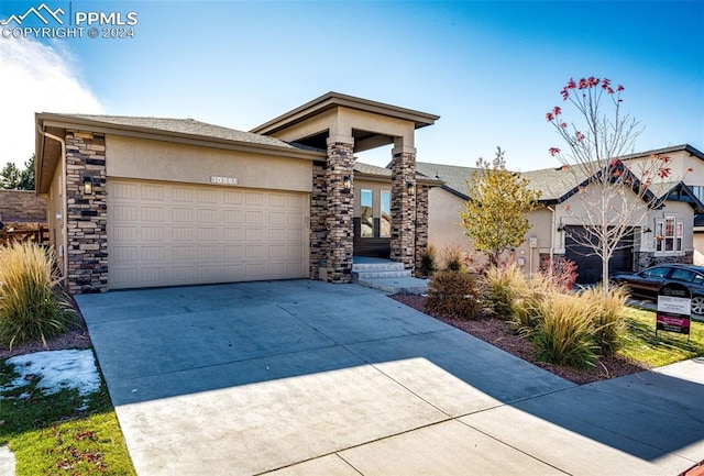 view of front of house with a garage