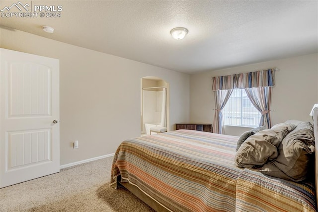 bedroom featuring carpet and a textured ceiling