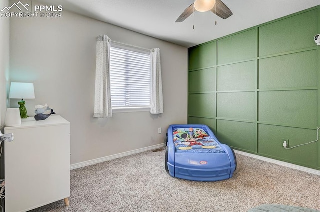 interior space featuring ceiling fan