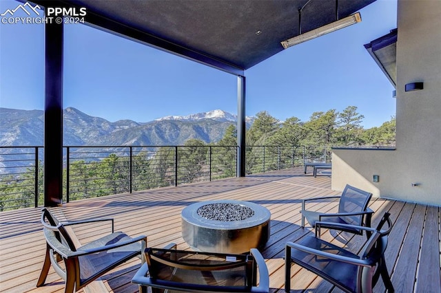 deck featuring a mountain view