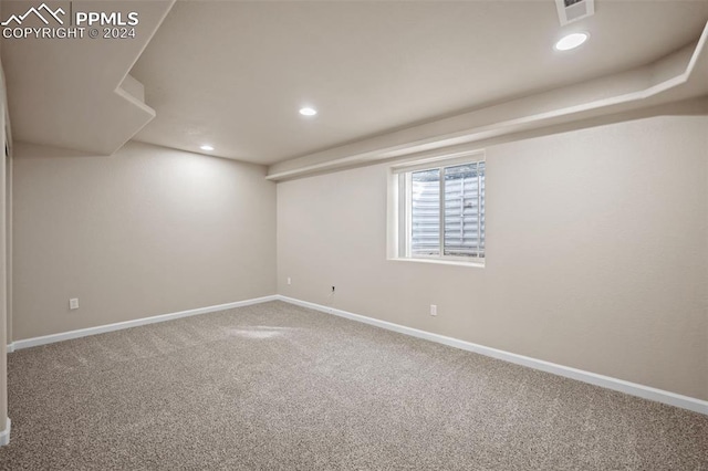 basement with carpet floors