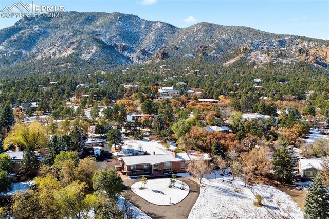 aerial view with a mountain view