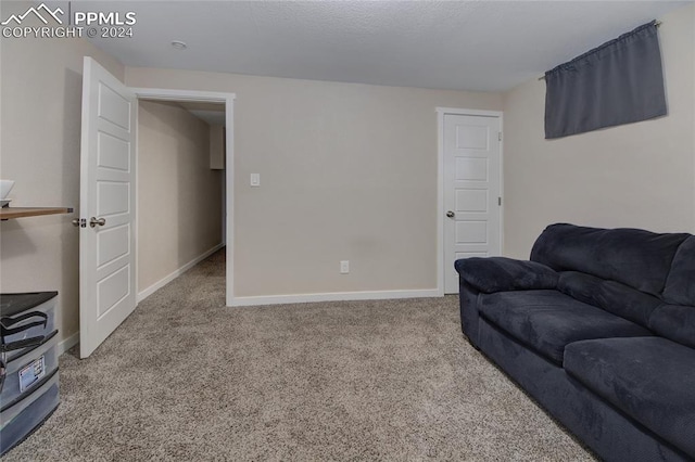 living room with light colored carpet