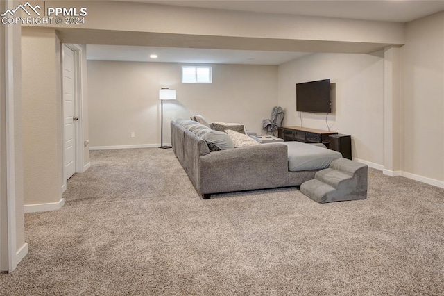 living room with light carpet