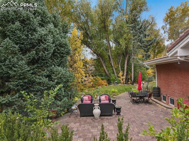 view of patio / terrace with an outdoor living space