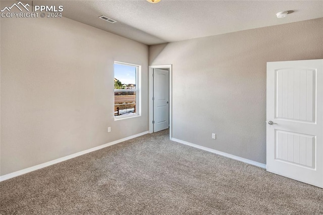 spare room with carpet flooring and a textured ceiling