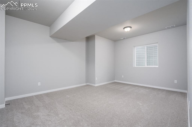 basement with carpet floors