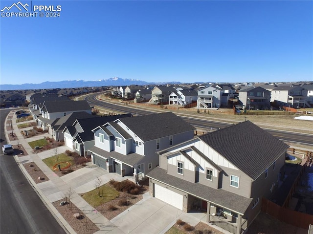 bird's eye view with a mountain view