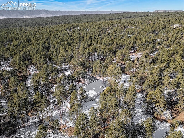 aerial view with a mountain view