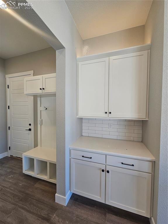 mudroom featuring dark hardwood / wood-style floors