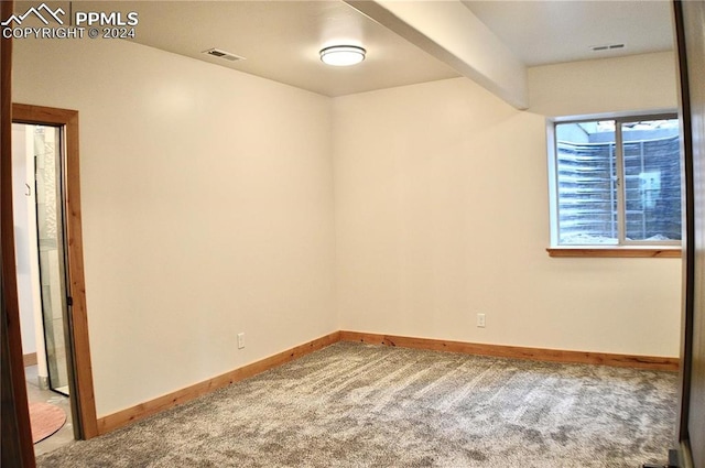 unfurnished room featuring carpet