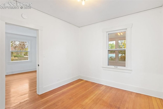 empty room featuring wood-type flooring and a healthy amount of sunlight