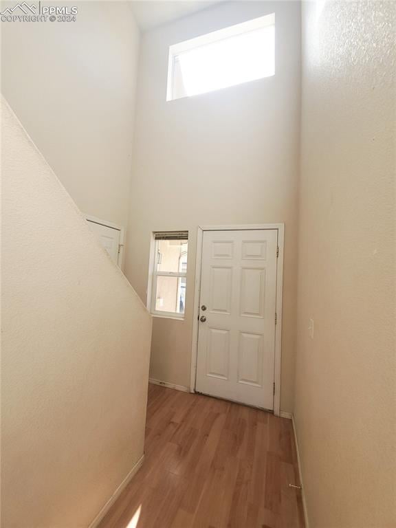 entryway with light wood-type flooring