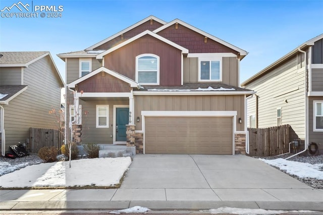 craftsman inspired home featuring a garage