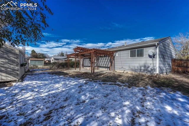 exterior space with a pergola