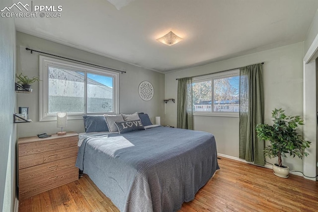 1511 N Chelton Rd, Colorado Springs, CO 80909 - bedroom with wood finished floors, multiple windows, and baseboards