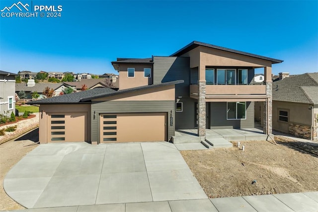 contemporary home with a garage