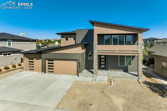 contemporary home featuring a garage