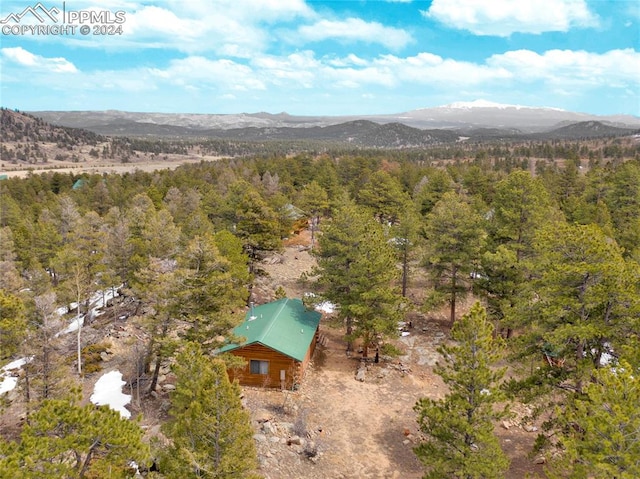 aerial view with a mountain view