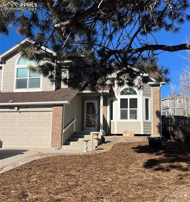 view of front of house with a garage