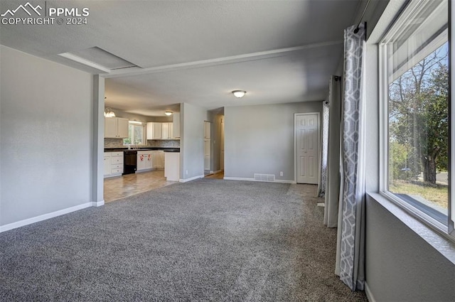 unfurnished living room with carpet