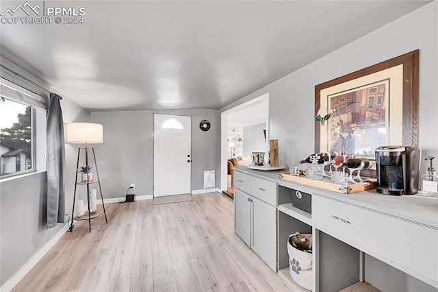 kitchen with light hardwood / wood-style floors