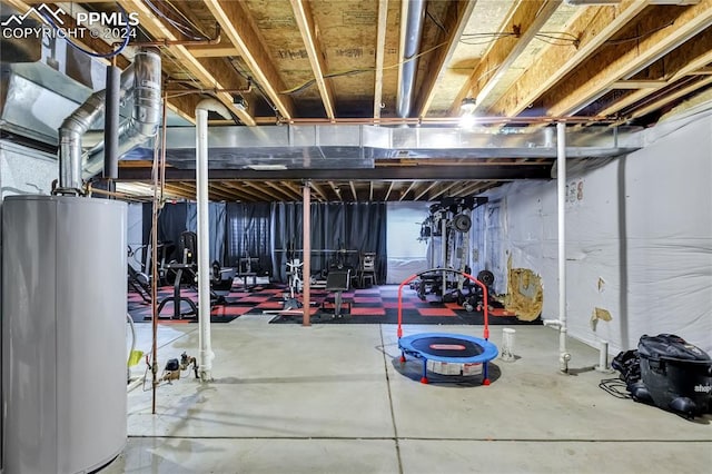 basement featuring gas water heater