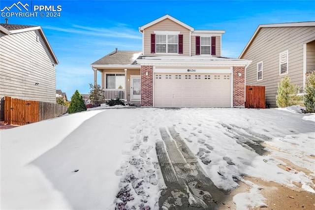 view of front property with a garage