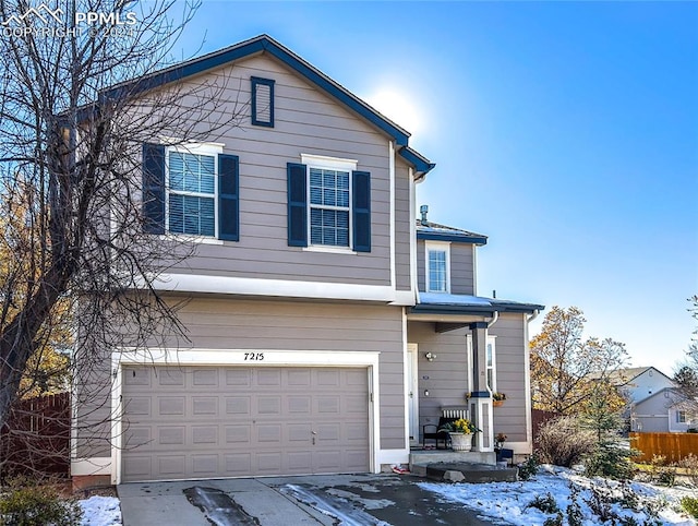 view of property with a garage