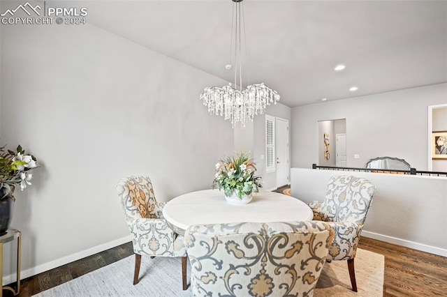 dining area featuring dark hardwood / wood-style floors