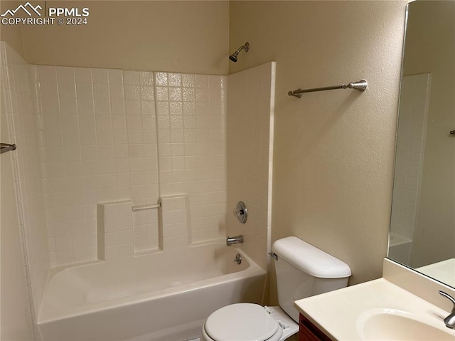 full bathroom featuring vanity, toilet, and shower / bathtub combination