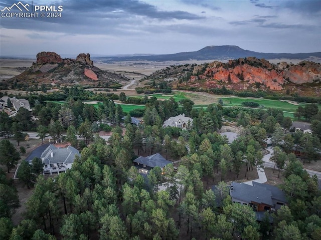 aerial view featuring a mountain view